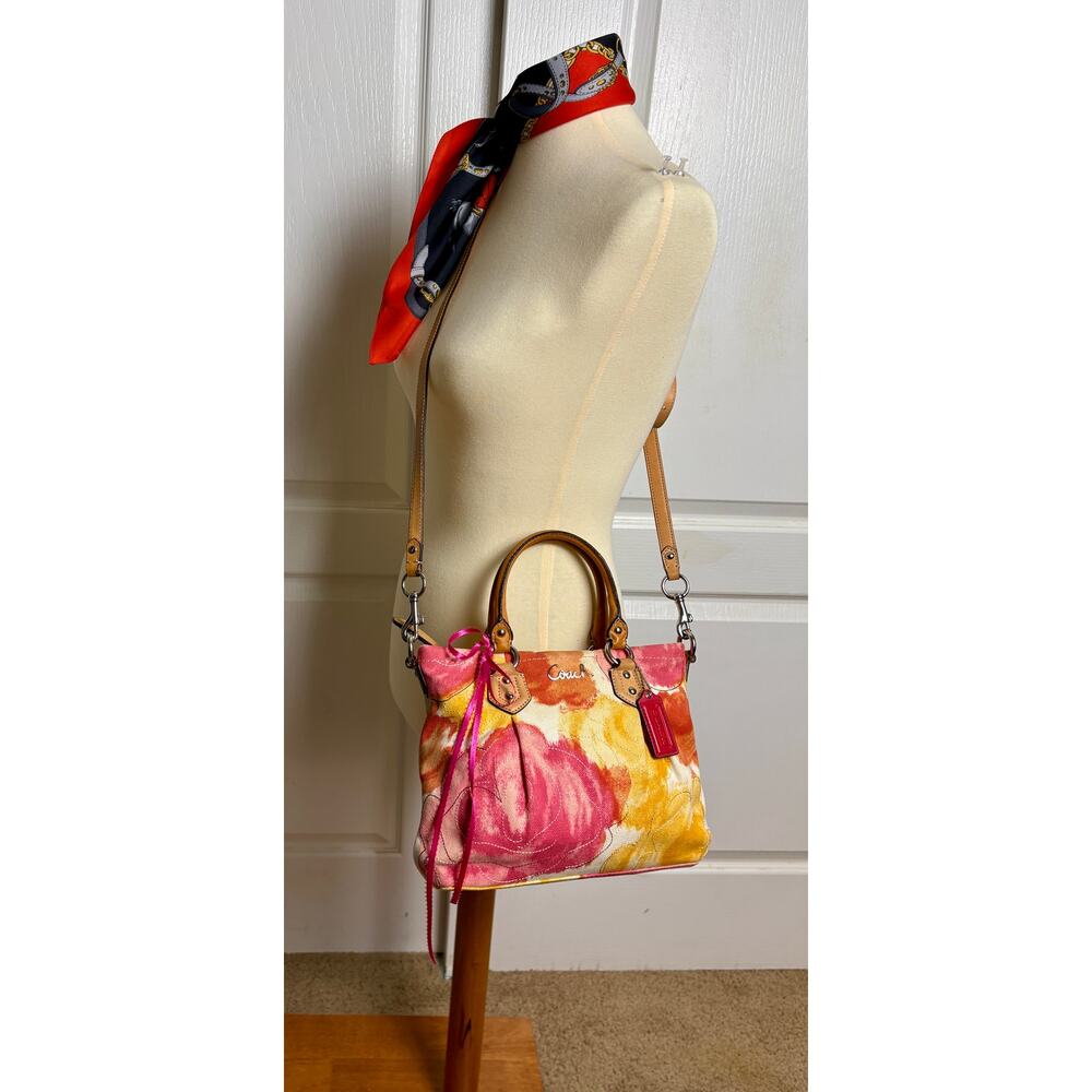 Coach Ashley Multicolor Floral Satchel in Durable Canvas with Leather Trim - Picture 3 of 15